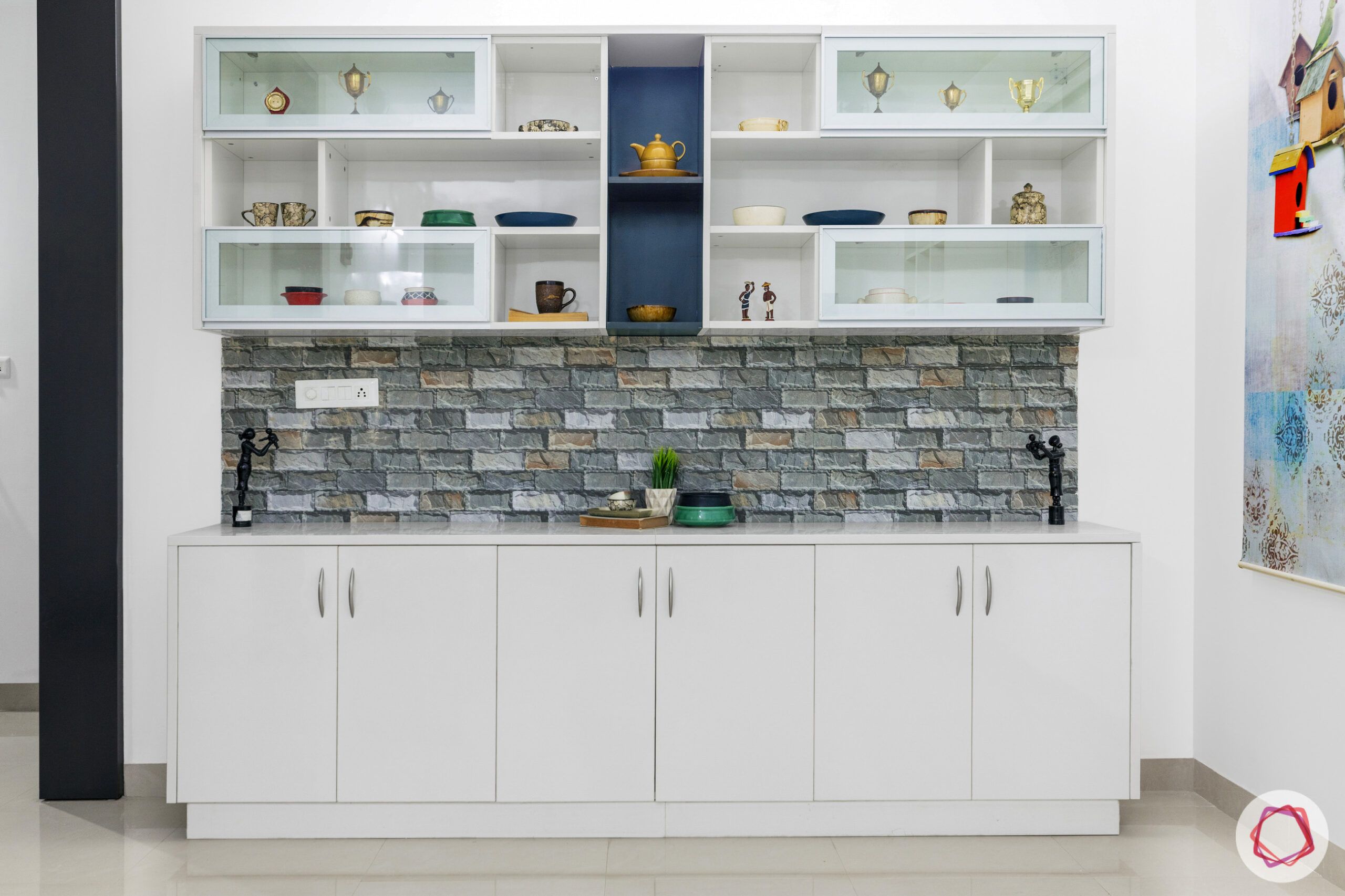 best interior designers in hyderabad-crockery cabinet-tile background