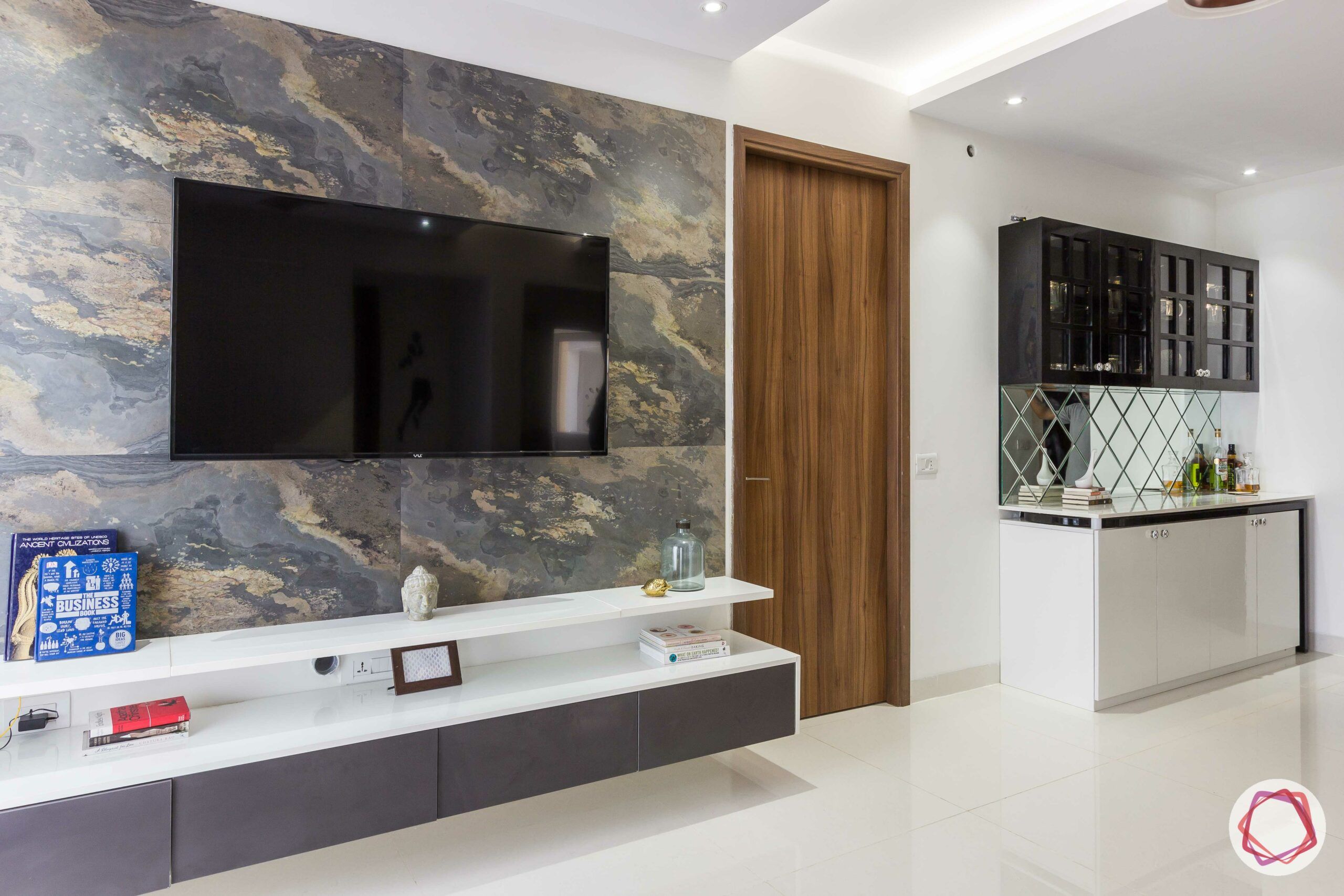 wall mounted TV unit-wall designs-bar cabinet designs-stone wall
