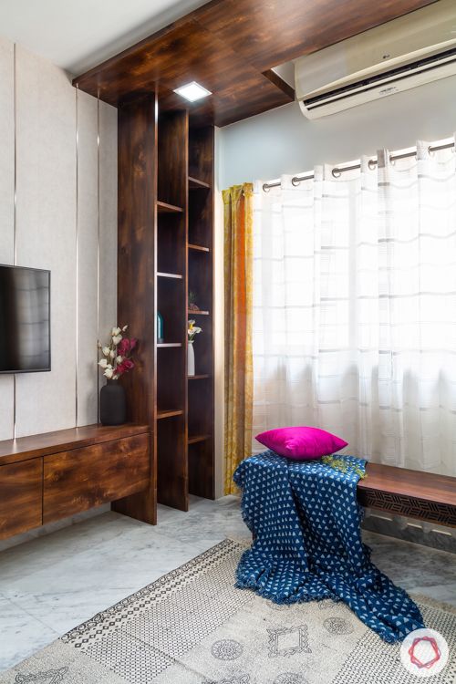 lodha luxuria priva-open niche storage-wooden ceiling designs