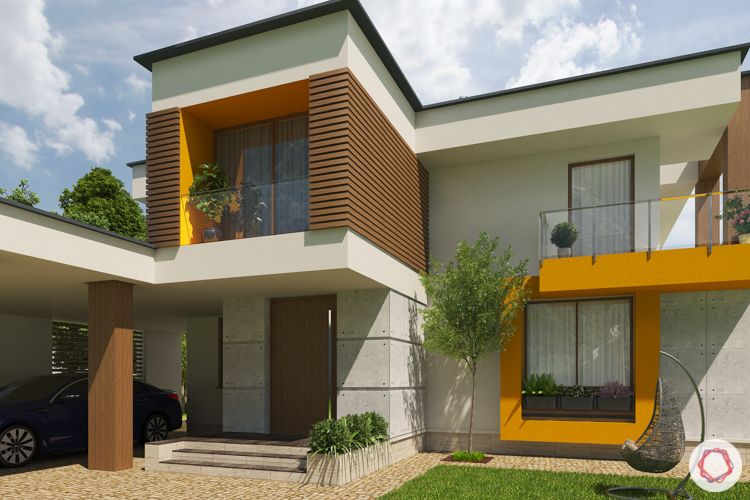 home construction-yellow house-exteriors