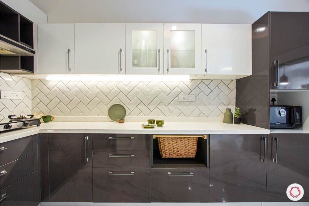 timeless kitchen designs-white backsplash-grey and white cabinets