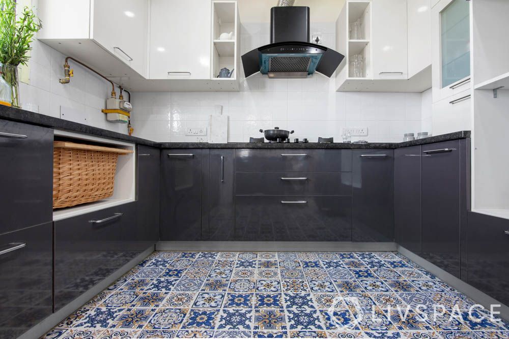 best flooring for house-ceramic-kitchen flooring-u shaped kitchen
