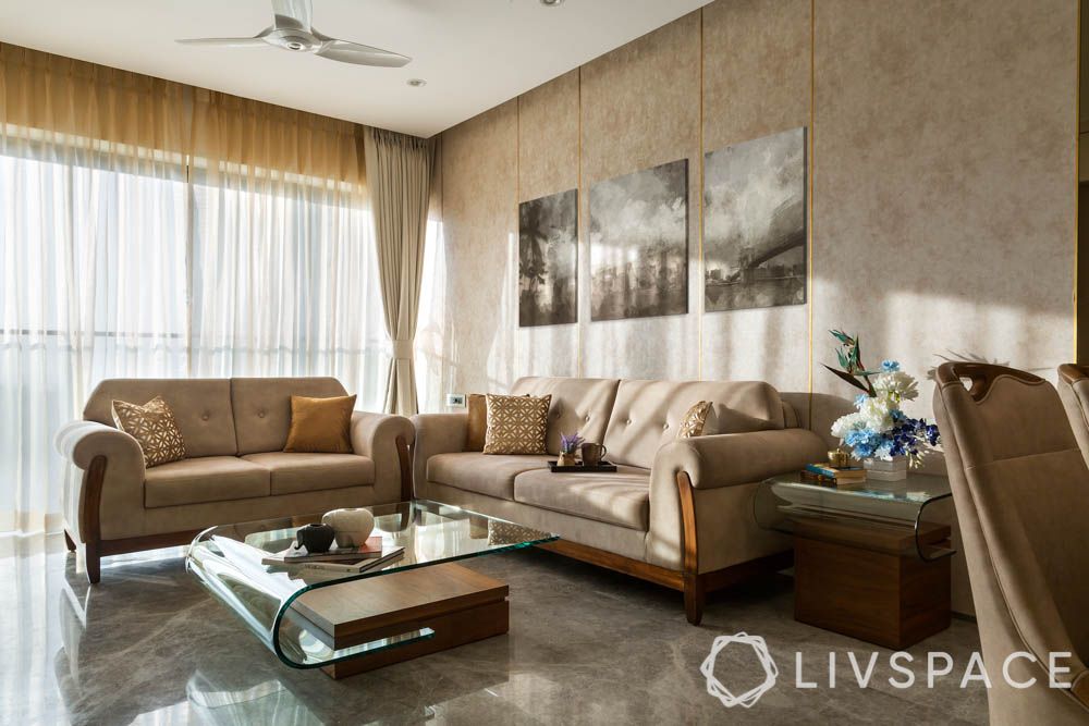 make your home look expensive-neutral sofas-sheer curtains
