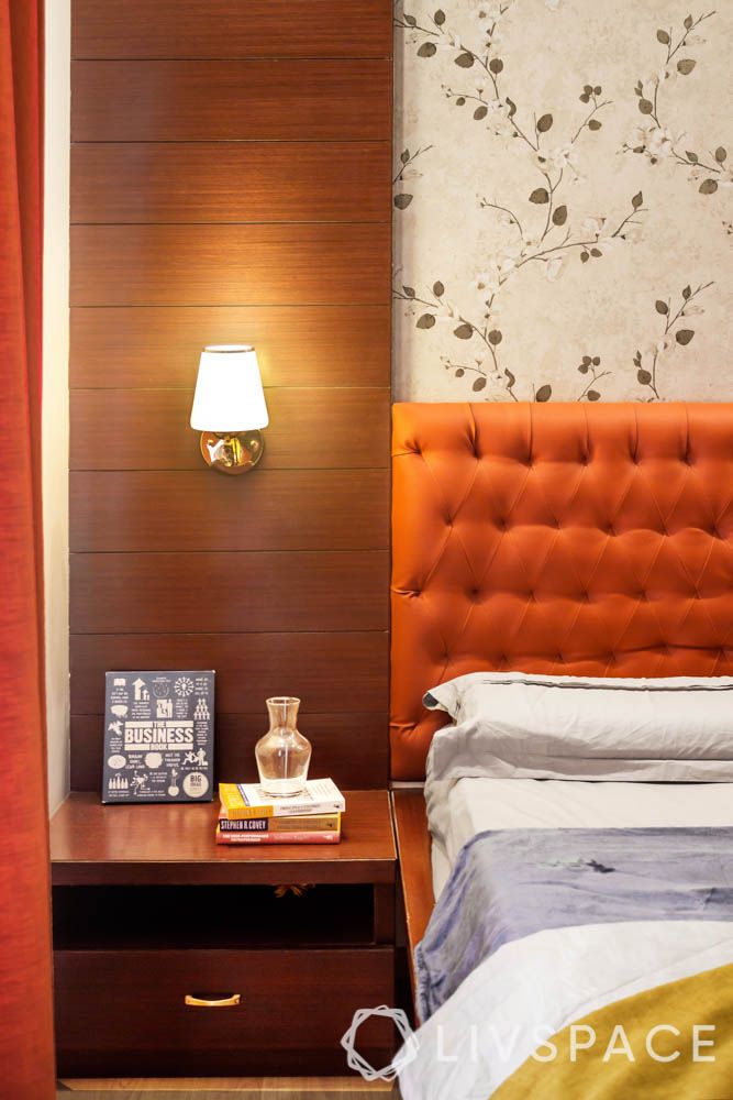 orange headboard designs-bedside lamp designs-reading light