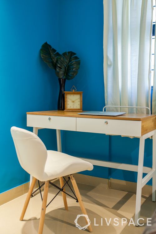 small house interior design-study unit-white chair