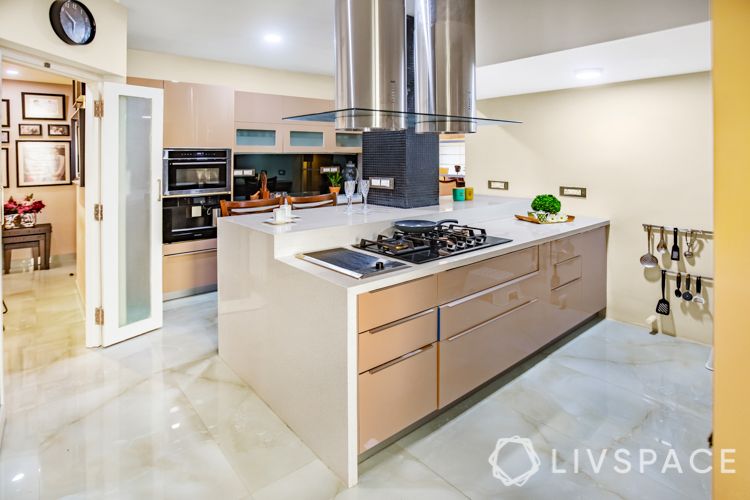  livspace kitchen designs-neutral kitchen design-island kitchen