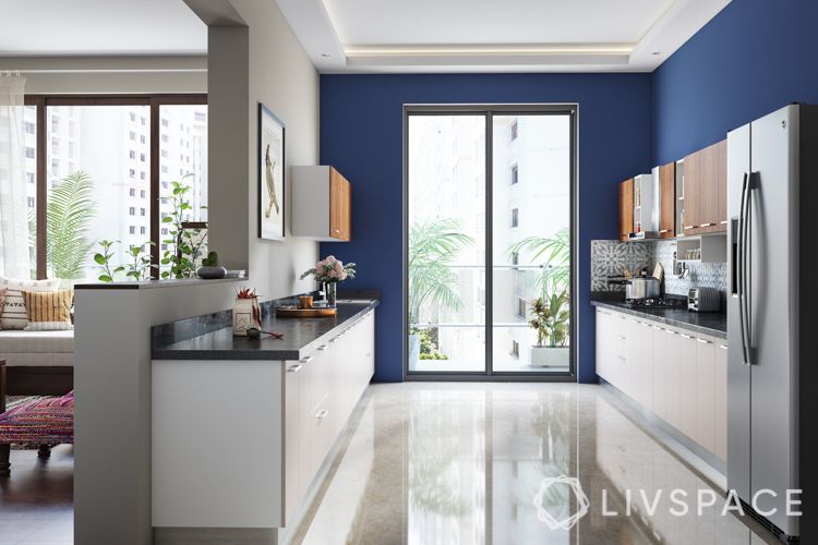 how to decorate home in low budget-blue wall-kitchen