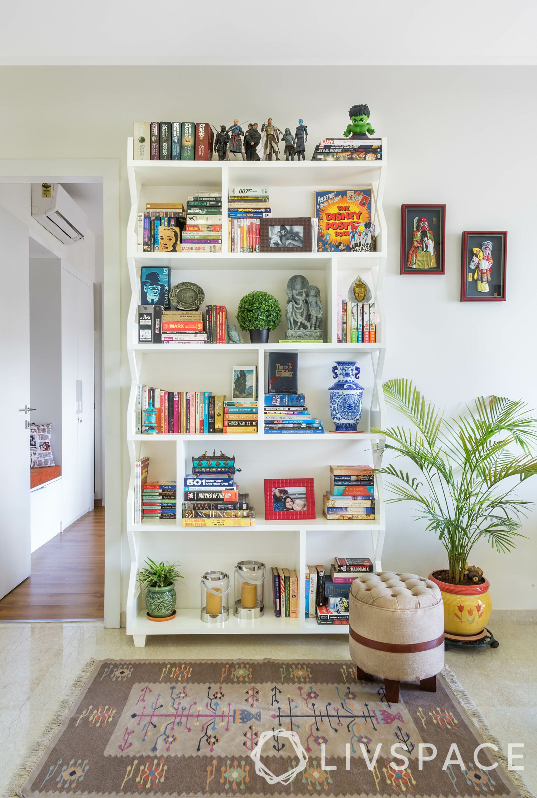 white bookshelf design-wooden bookshelf-reading corner