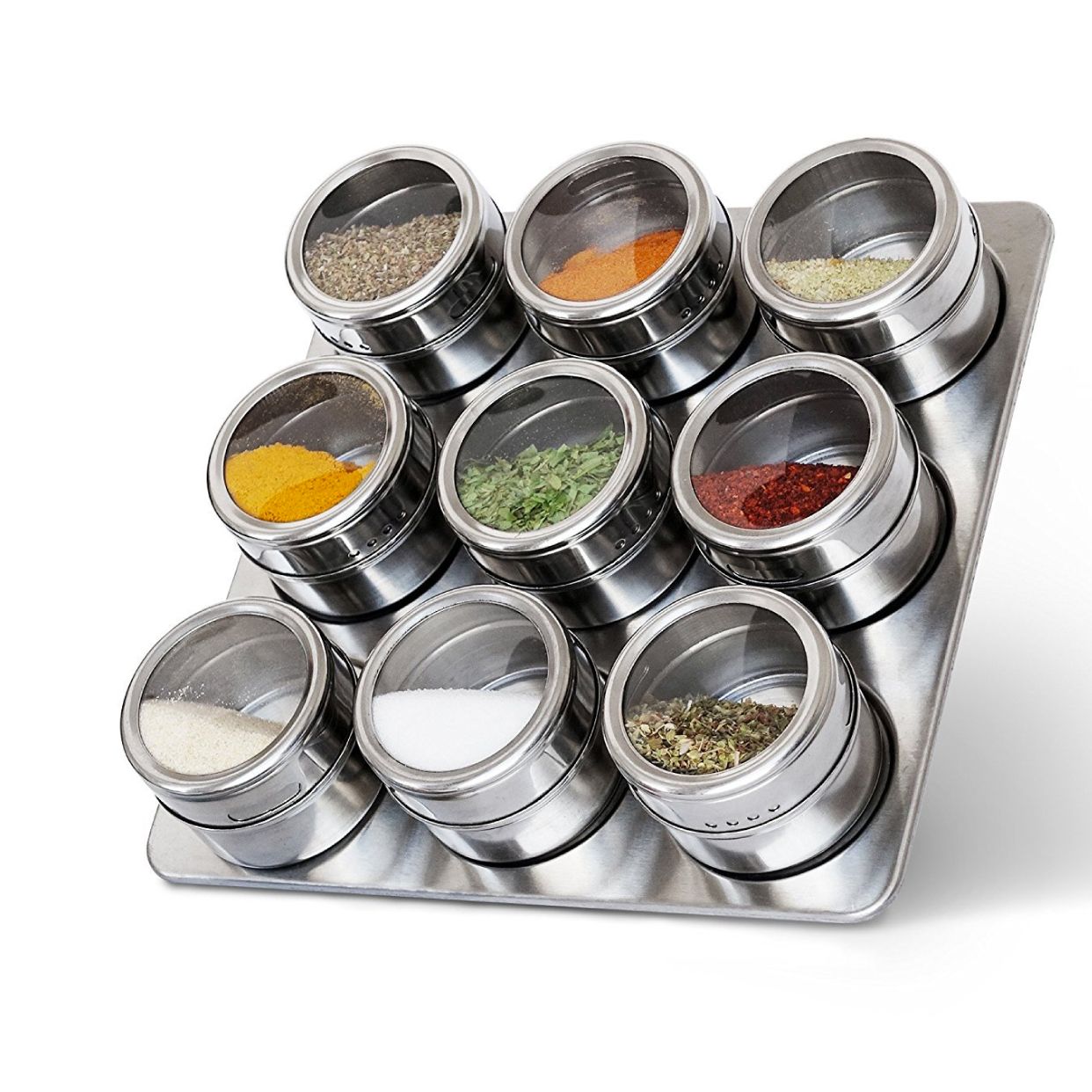 how to organize kitchen-magnetic spice containers