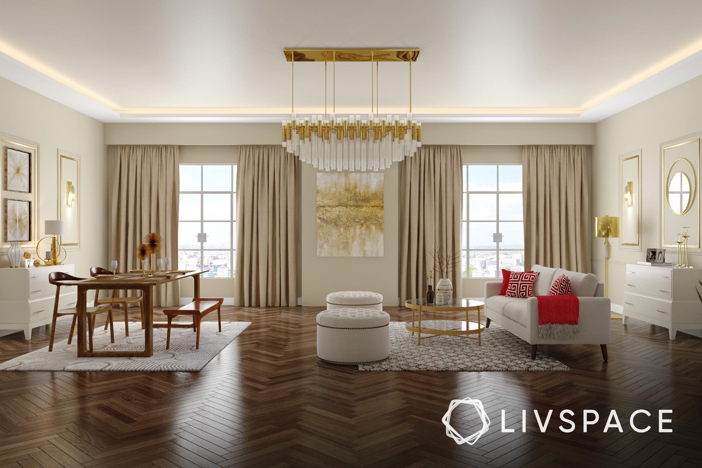 best-flooring-for-house-in-india-chevron-pattern-vinyl-flooring-white-sofa-wooden-dining-table