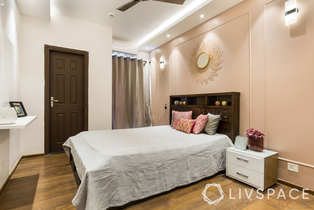 3bhk-flat-design-master bedroom-painted walls