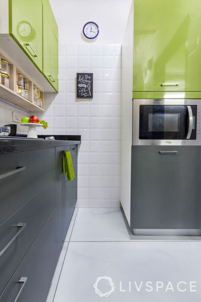 kitchen-remodel-olive-green-microwave-grey-cabinets