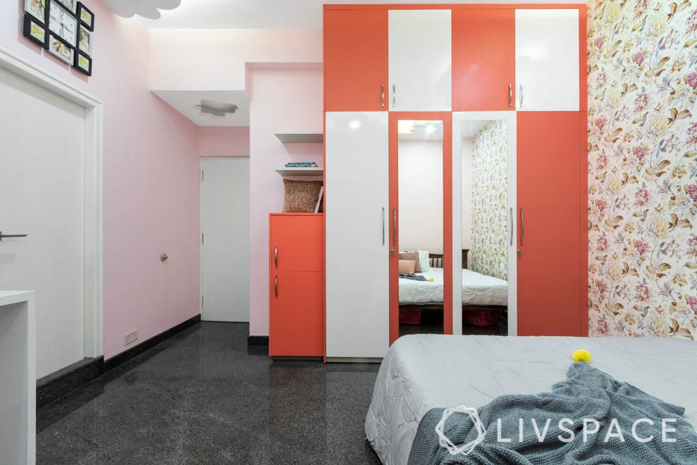 villa design-kids bedroom-coral and pink wardrobe-laminate wardrobes