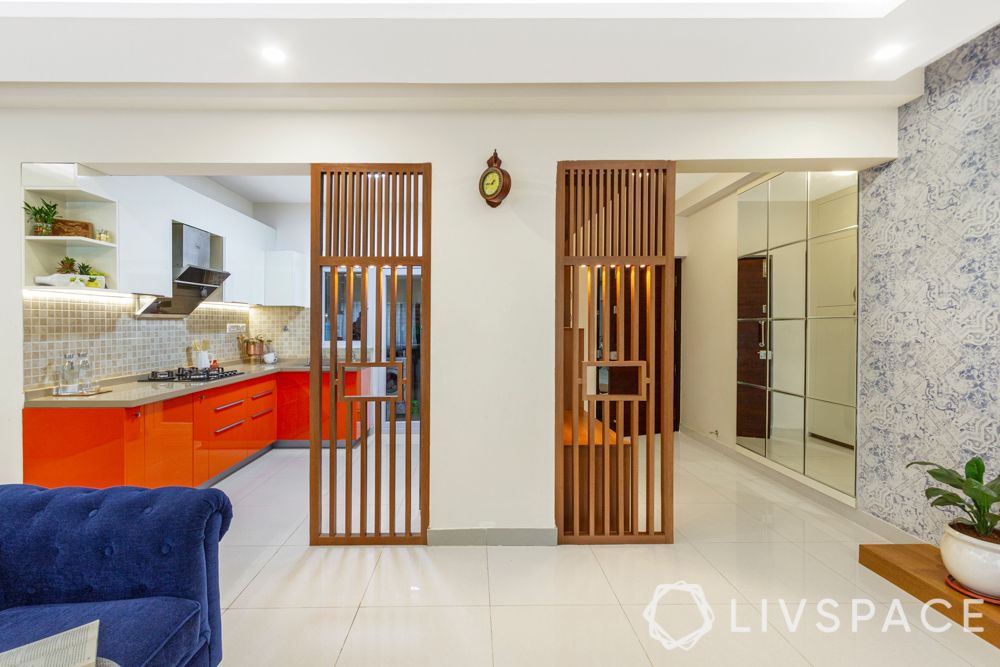 3 bhk home design-jaali-foyer-kitchen