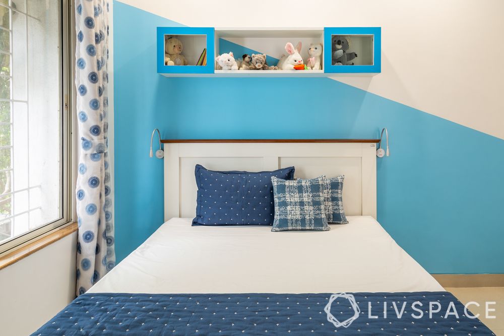 interior designers in pune-blue and white wall-kids room colours