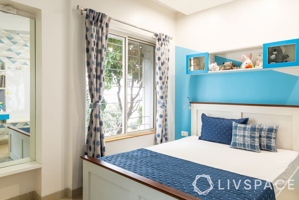  interior designers in pune-blue kids room-white bed designs