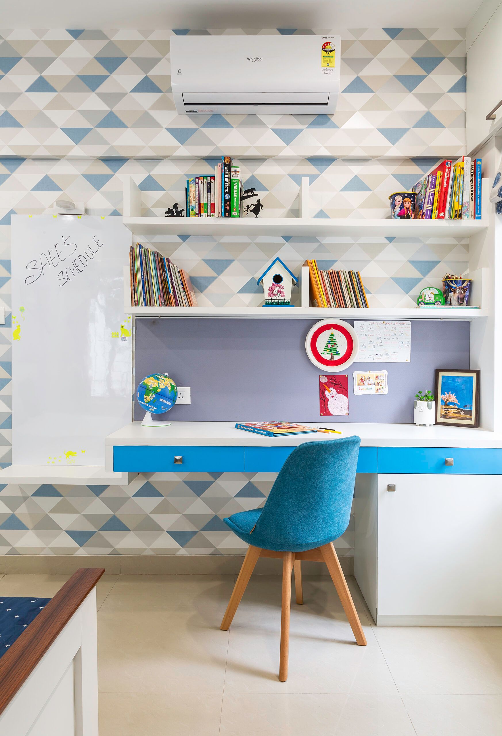 white shelves-wallpaper for kids room