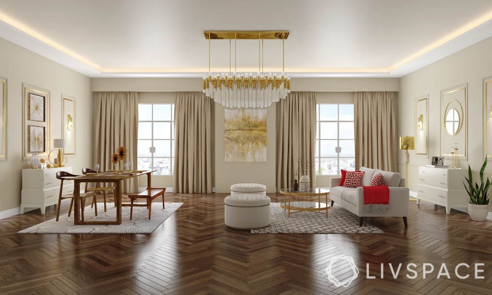 Chevron pattern-flooring-living room-vinyl