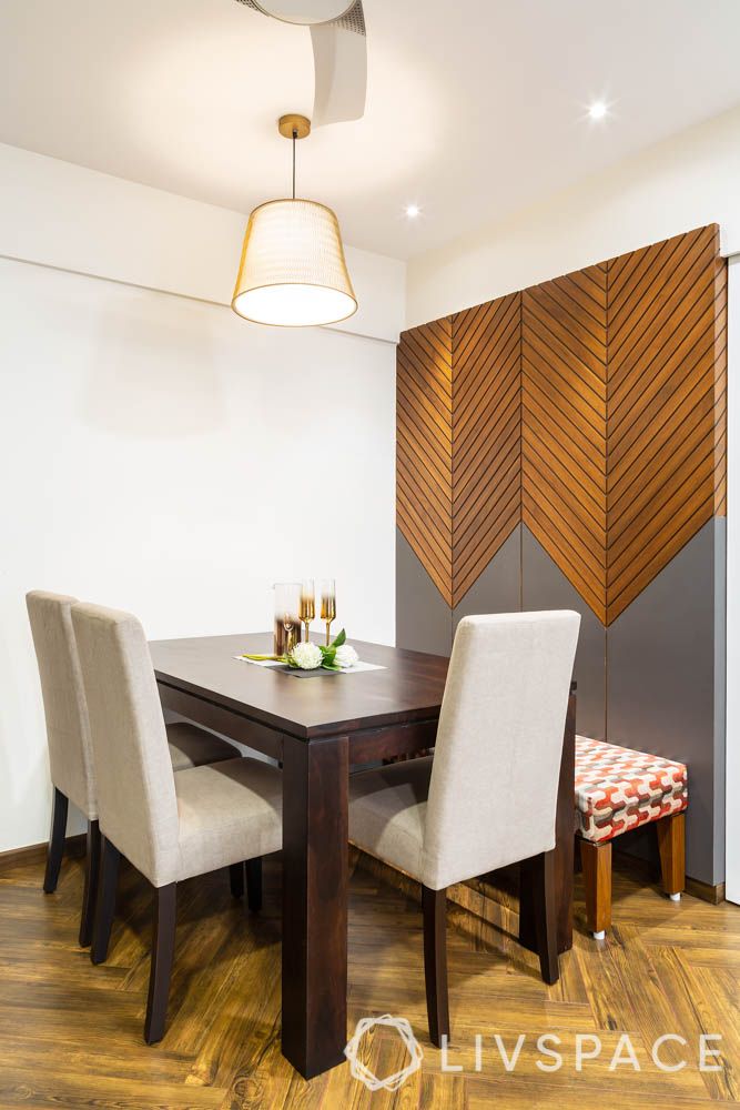 Chevron pattern-wall pane-dining room-partition