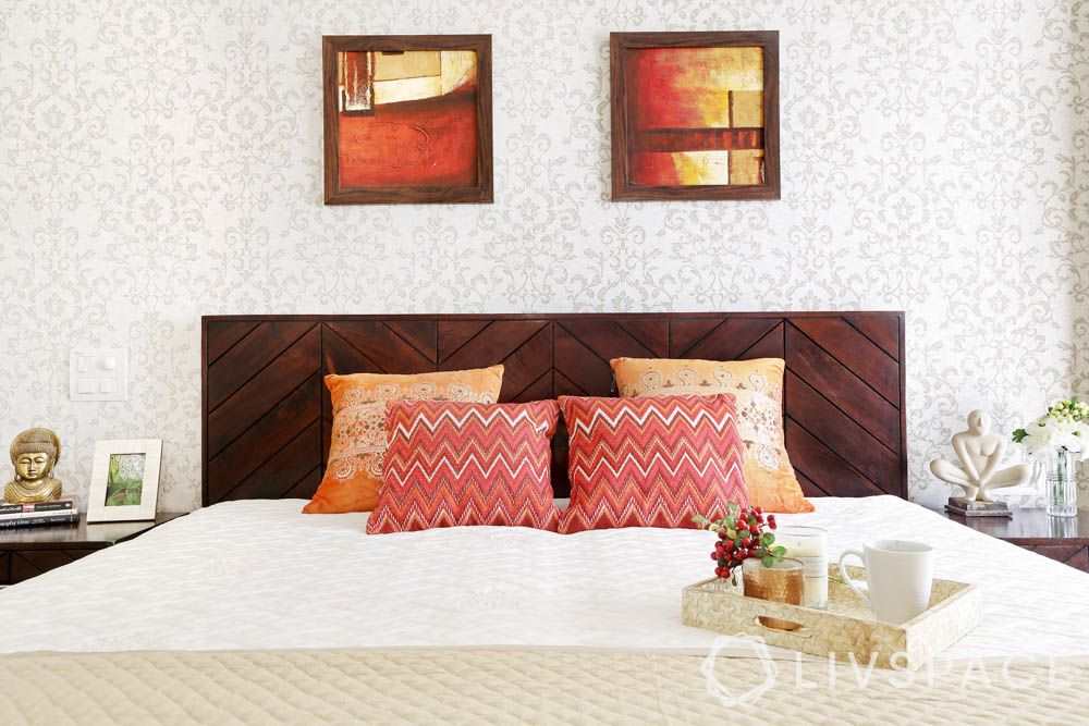 Chevron pattern-master bedroom-wooden headboard