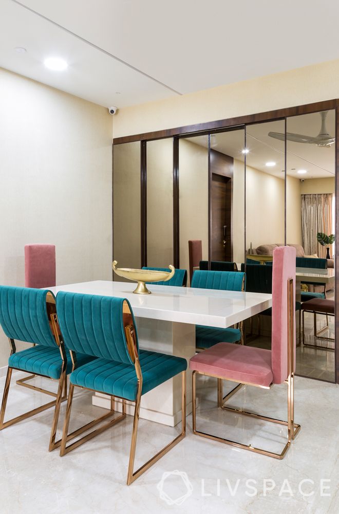 3bhk-flats-dining-room-velvet-chairs-apurva-shah