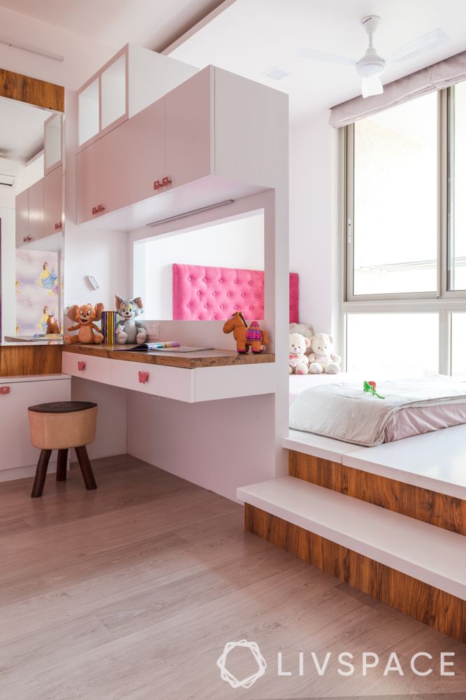 bed design-sleeping loft-pink headboard