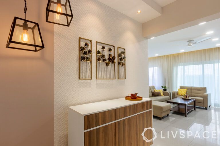 Muted Colours & Minimal Design for 3 BHK House in SJR Palazza City