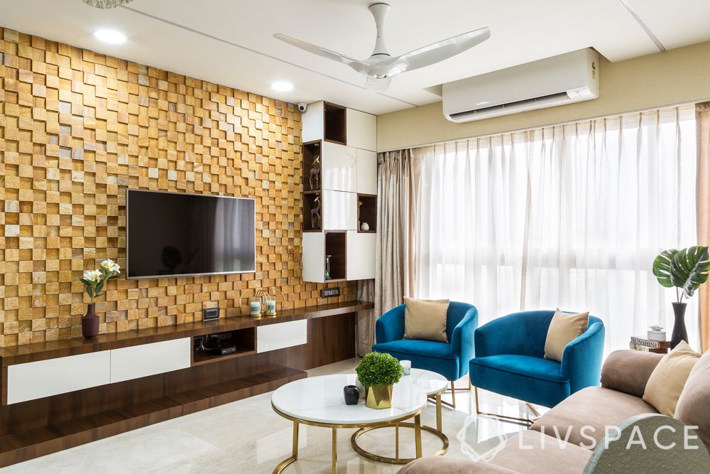 Wall design ideas-solid wood cladding-living room-tv unit