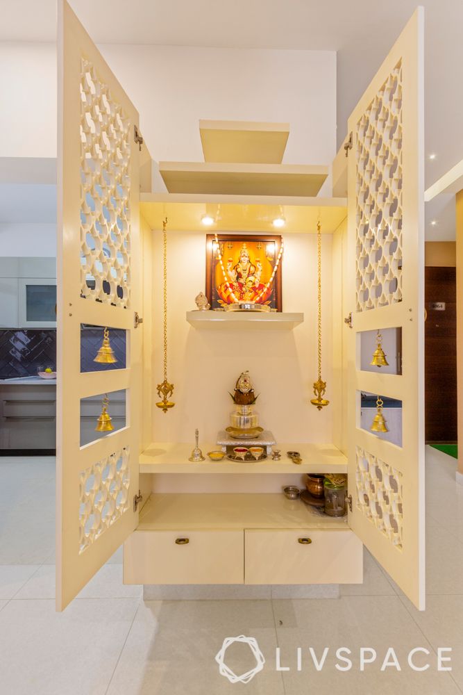 pooja rooms with jaali-white pooja rooms