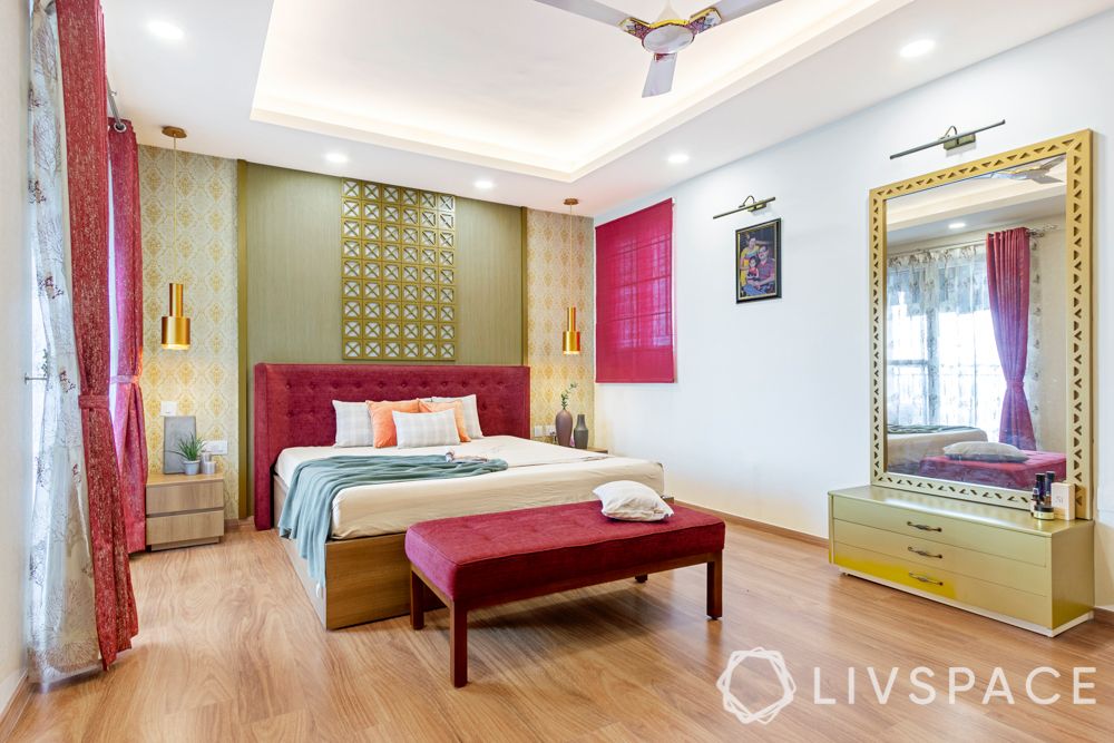 3-bhk-flat-interior-design-golden-dresser