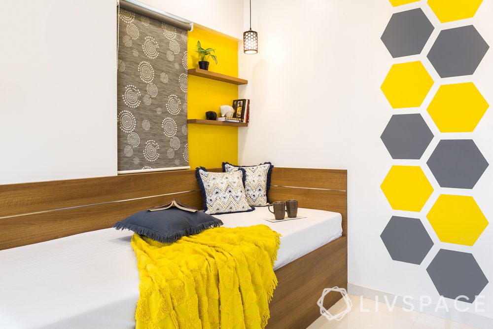 trundle bed-yellow and grey theme