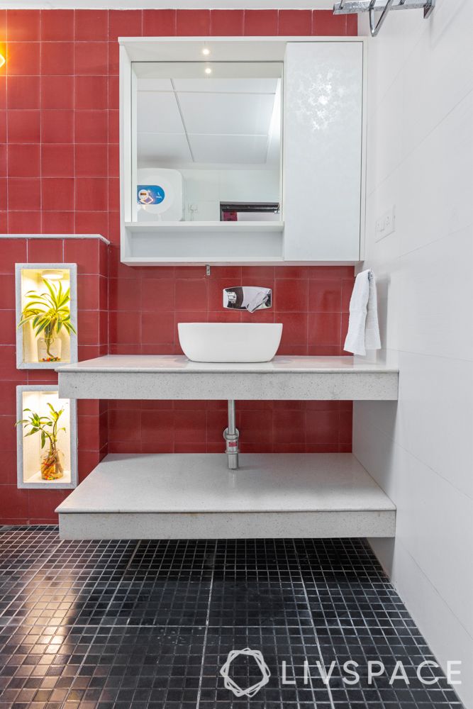 Difference between Floor Tile and Wall Tile-bathroom red tiles-floor tiles-wall tiles