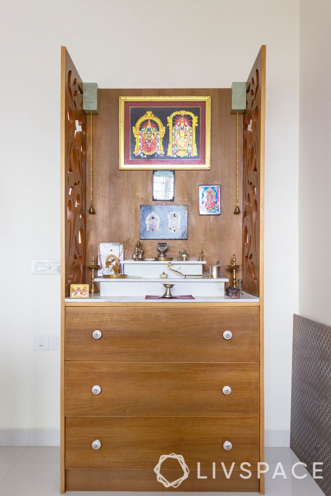 Pooja-room-designs-in-plywood-storage-jaali-doors