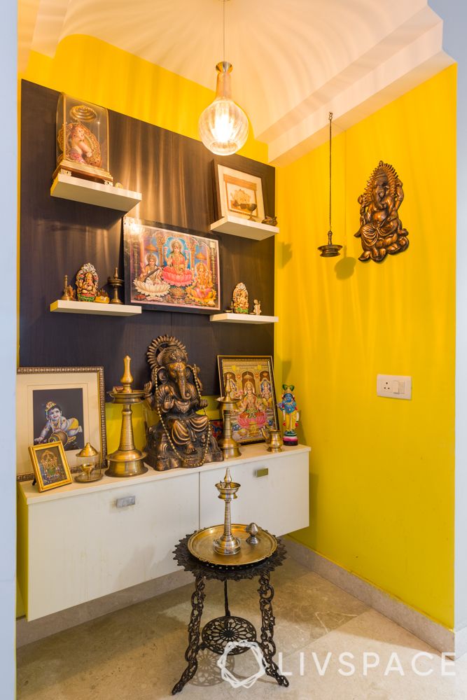 pooja-room-yellow-accent-wall