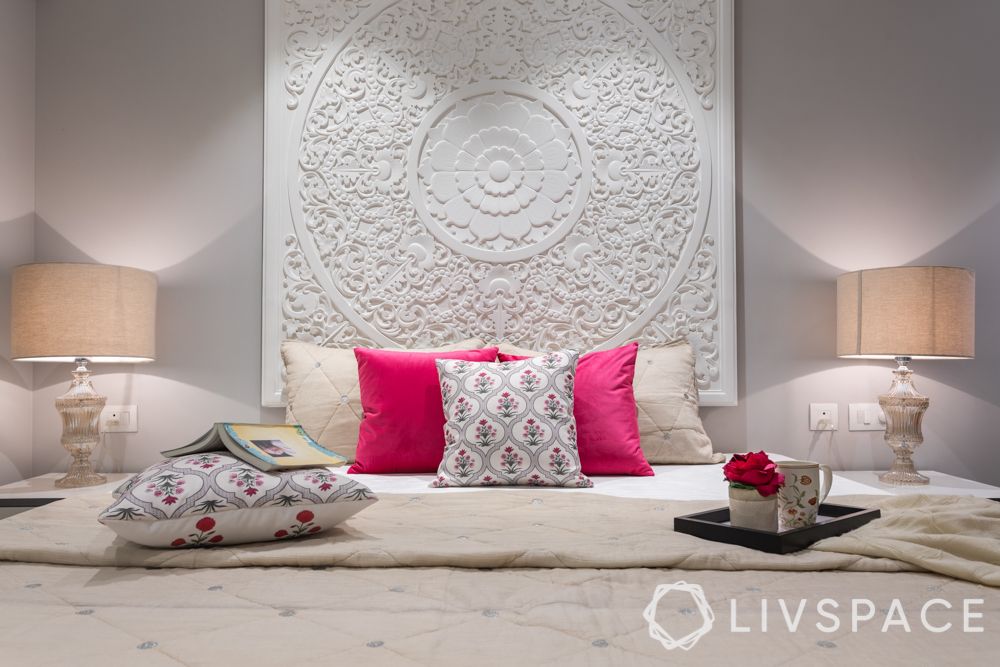  latest pop design-jaali headboard-white bedroom