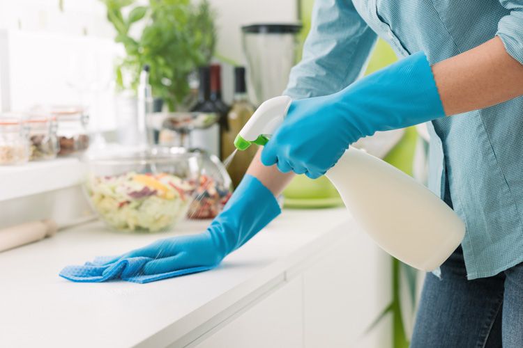 how to clean house-countertop-sanitisation-gloves-homekeeping
