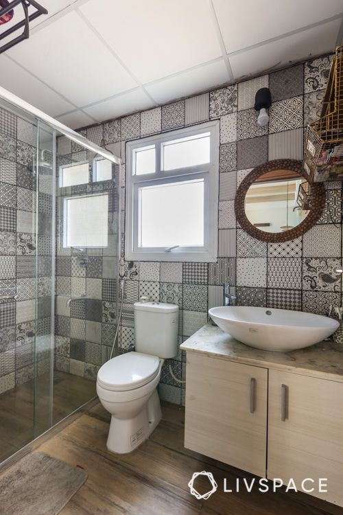 how to clean house-under sink-toilet-pattern tiles