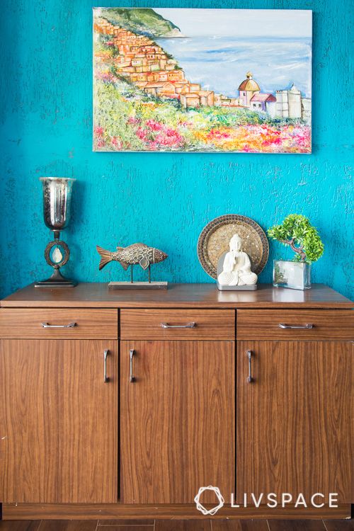 how to clean house-blue paint-wall art-cabinet designs