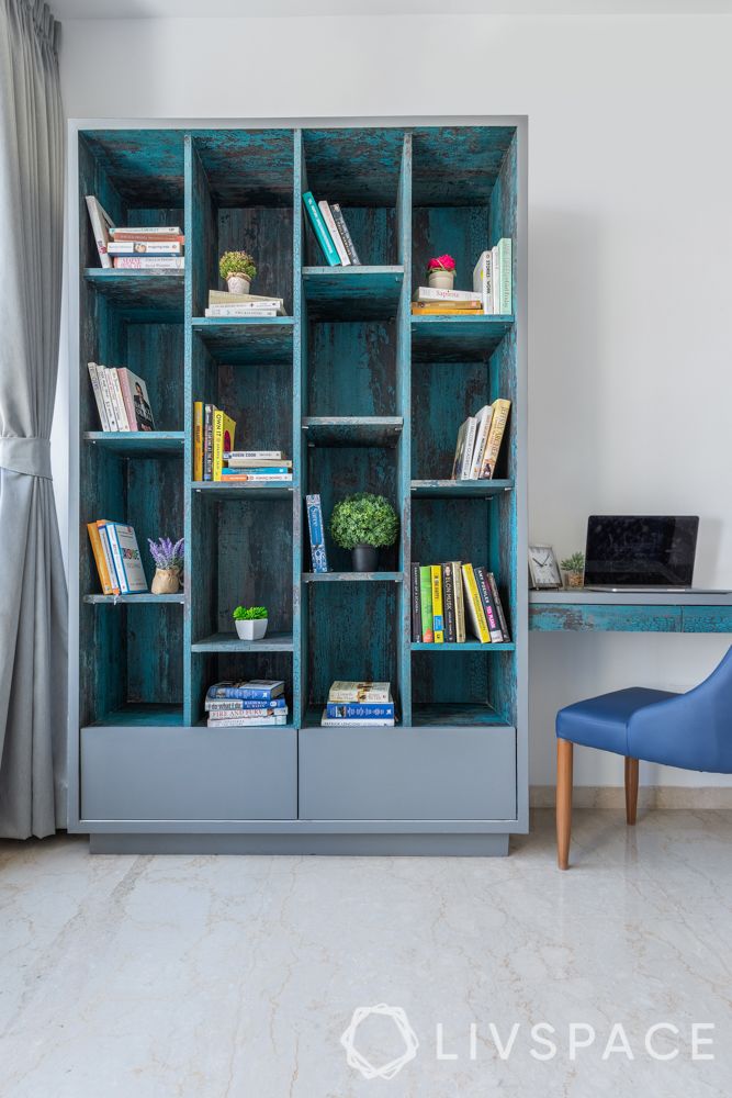 types of shelves-free standing shelves-blue shelves
