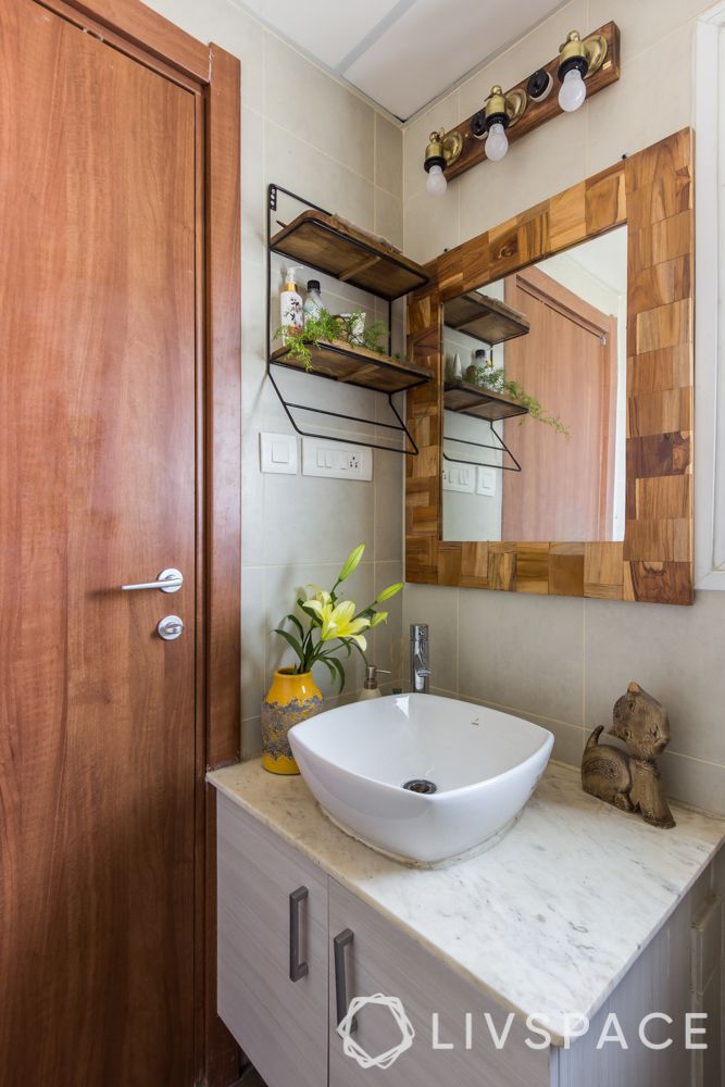 coronavirus prevention methods-bathroom-storage-sink-wooden shelf