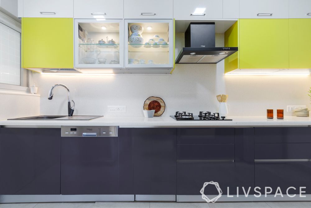 2bhk design-parallel kitchen-high gloss laminate finish