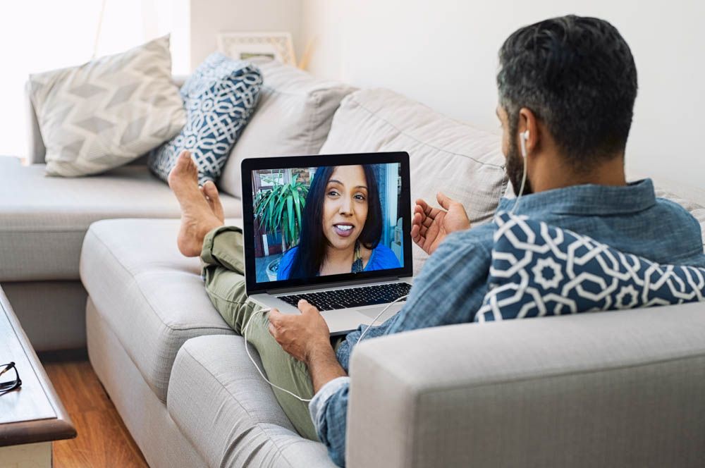 working from home-video chatting