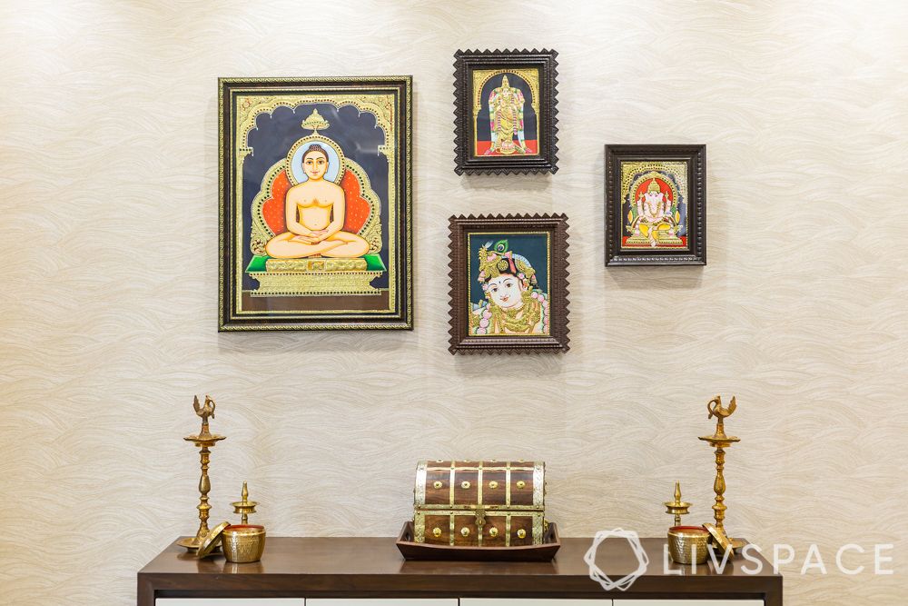 new-mandir-design-frames-lamps-pooja-wall