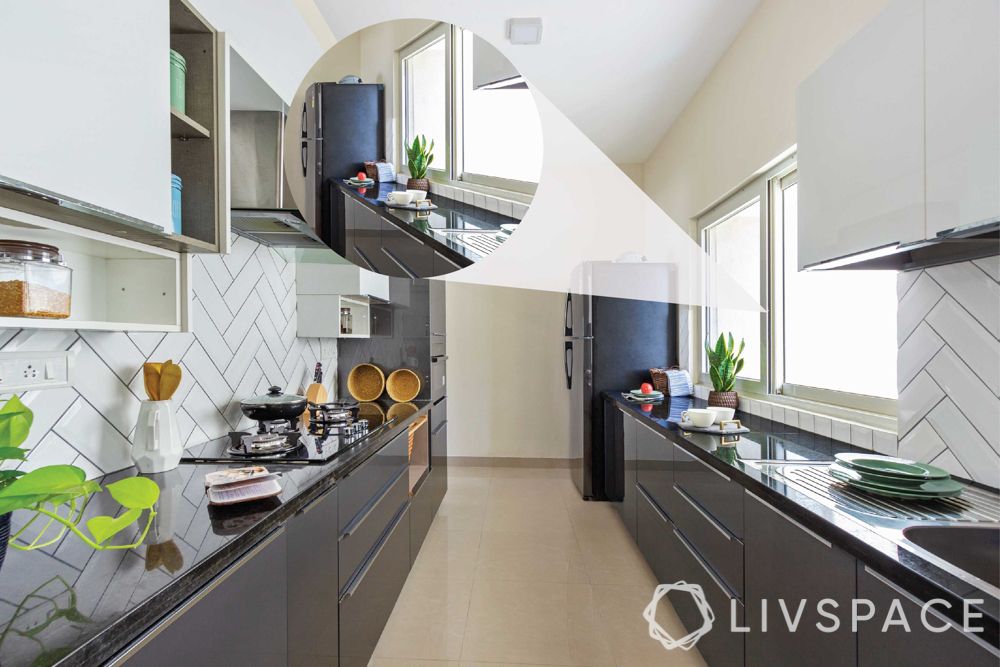 modular kitchen images-two toned modular kitchen-white and grey kitchen