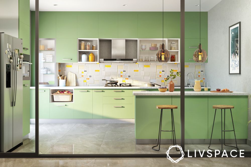 shruti-haasan-kitchen-mint-green-cabinets