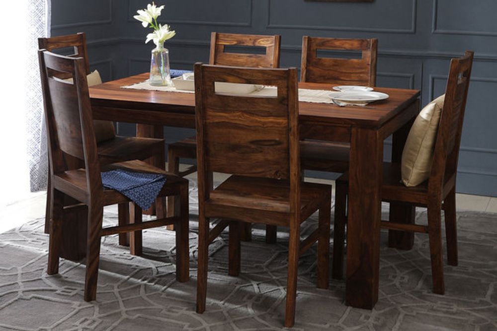 room furniture-solid wood dining table-six seater-wooden traditional