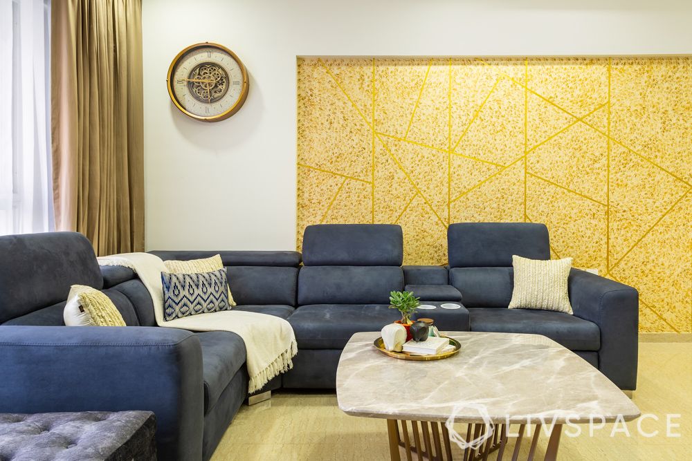 best interior designers in pune-living room-accent wall-sofa