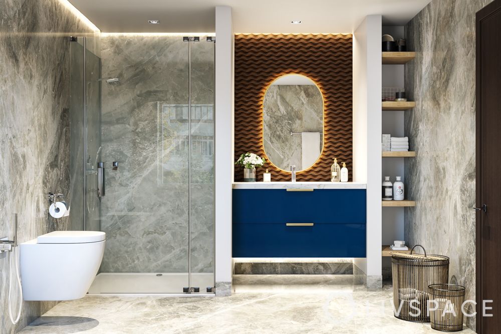 essential features-shower screen-sink-flooring-storage