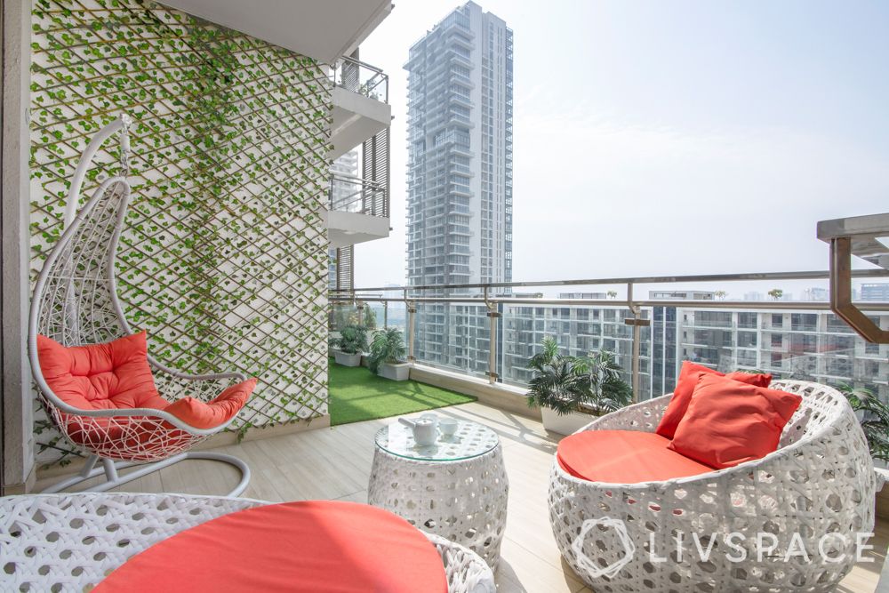 orange seating-wall creepers-deck