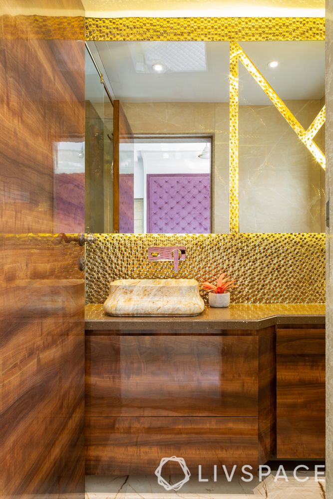 metallic tiles-bathroom tiles-bathroom vanity unit
